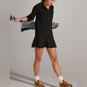 Anthropologie Greylin Lanis Waffle Knit Collared Dress Black Size Small